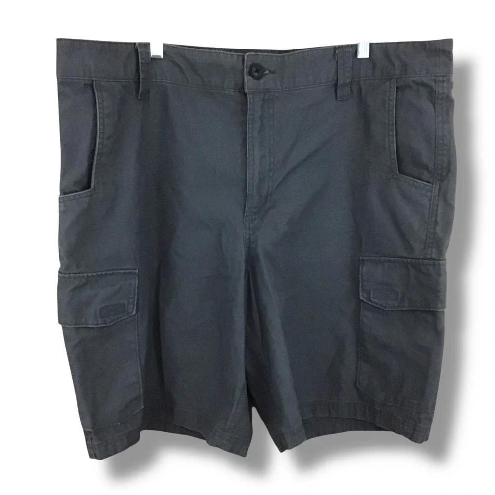 Magellan Outdoors Mens 40W Charcoal Grey‎ Cotton Canvas Cargo Shorts